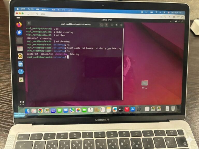 MacBookでのLinuC学習の様子。大阪梅田の就労移行では珍しいMacが使えます。