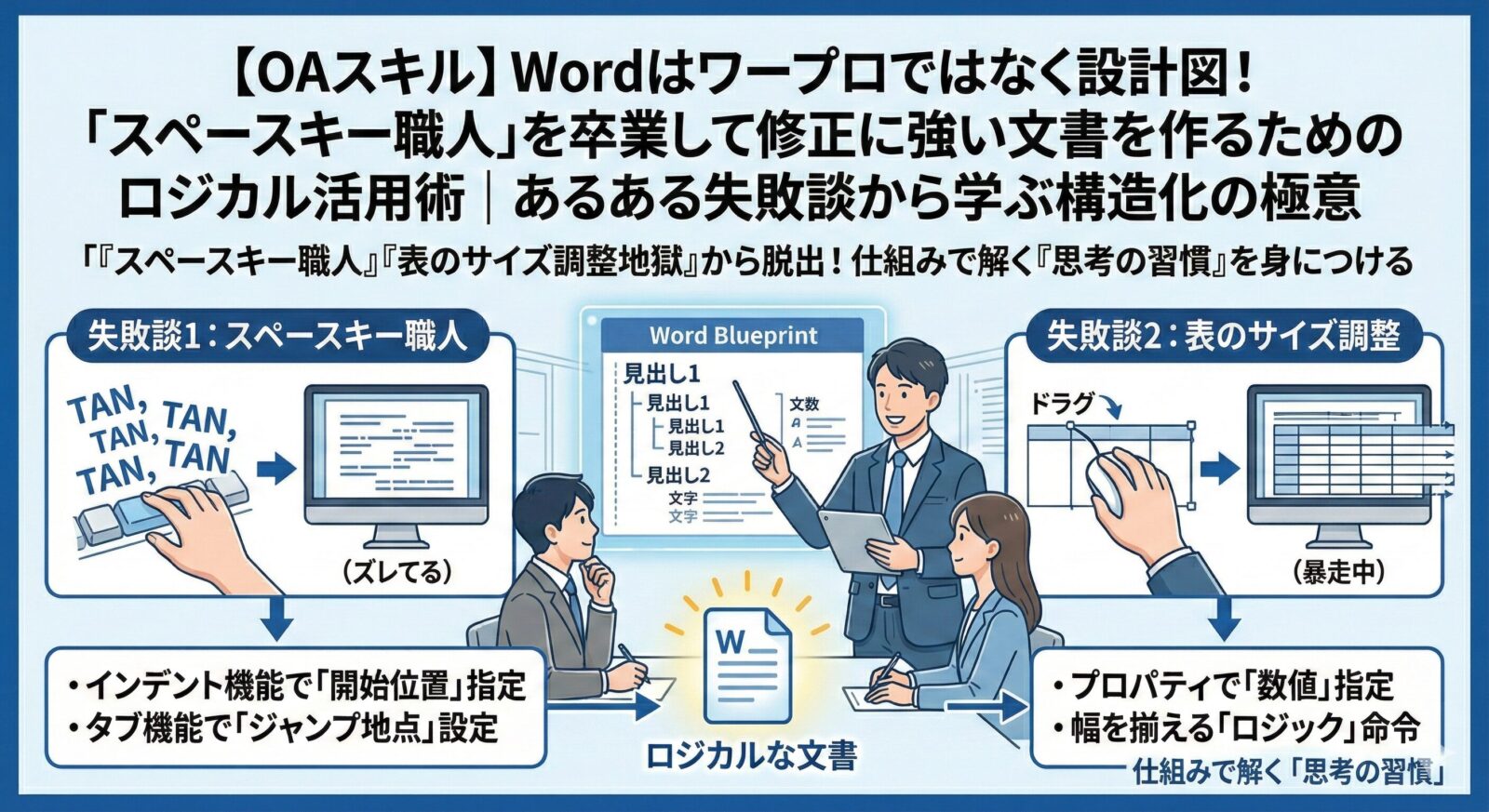【OAスキル】Wordはワープロではなく設計図!「スペースキー職人」を卒業して修正に強い文書を作るためのロジカル活用術|あるある失敗談から学ぶ構造化の極意